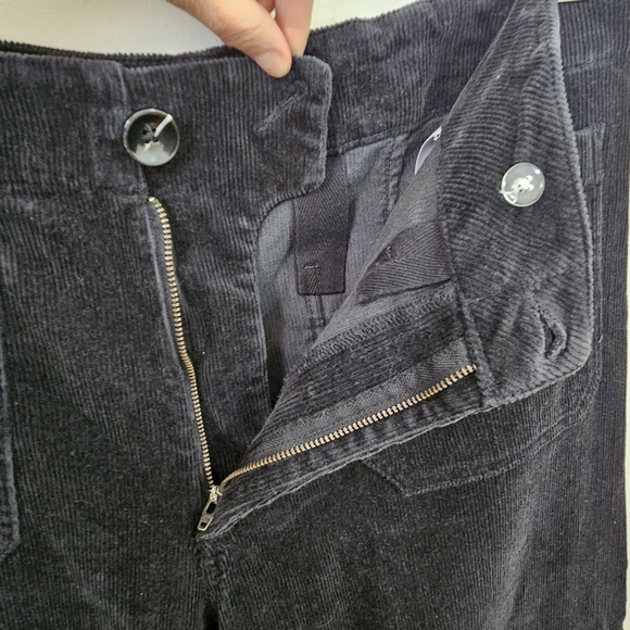 Quince Organic Stretch Corduroy Cropped Wide Leg Pants 14 Black - Picture 7 of 16